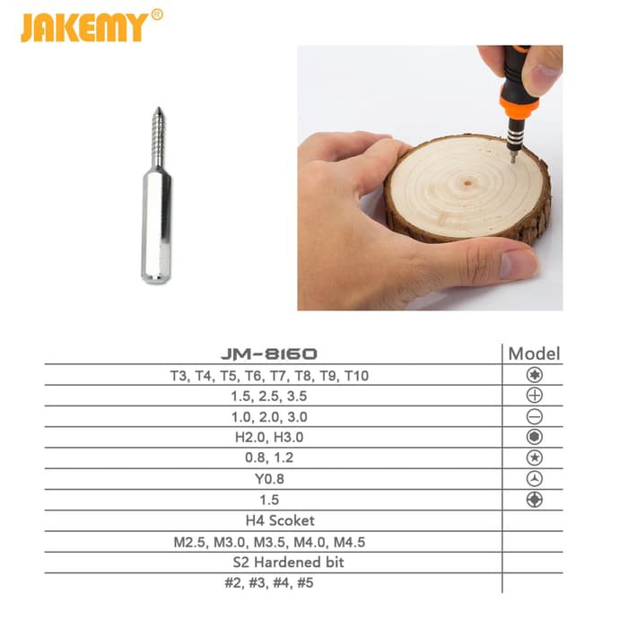 Jakemy 33 in 1 Obeng Set Handphone JM-8160 for Computer Original