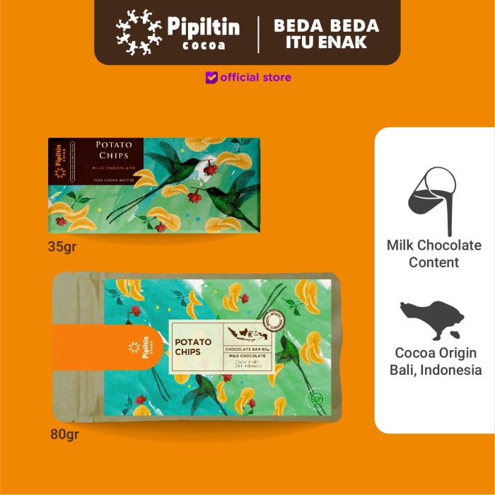 

54ekh Pipiltin Cocoa Milk Chocolate - Chocolate Bar Potato Chips - 35Gr 60J