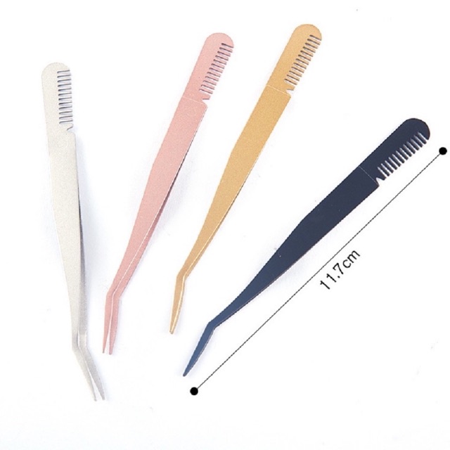 PINSET BULUMATA DAN SISIR ALIS - 1pcs Eyelash Tweezers Stainless Steel False Eyelashes Applicator Makeup Volume Lashes Extension Curler Clips Beauty Tools [ A296 ]