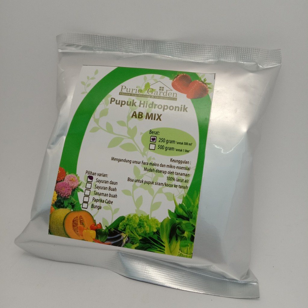 Pupuk Hidroponik AB Mix Sayuran Daun- 250gr 100 Liter (1/2liter Pekat)