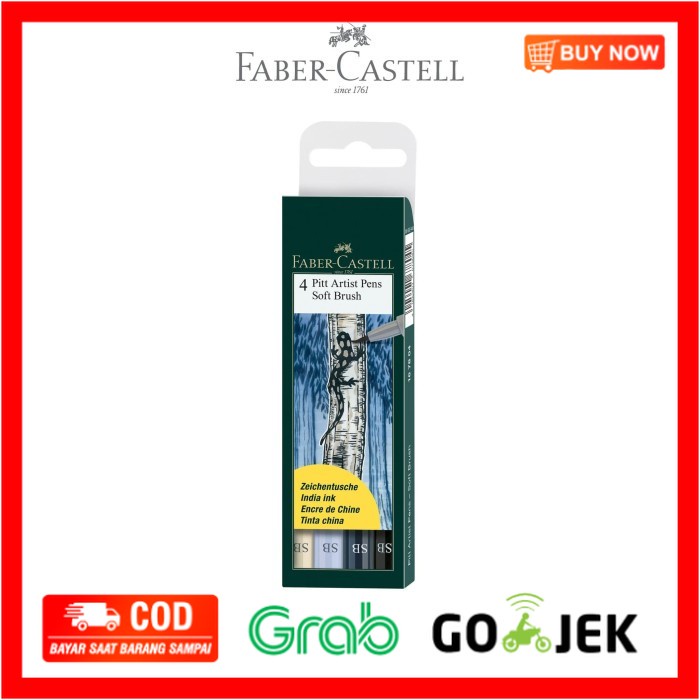 

(BISA COD) Faber-Castell PITT Artist Pen Soft Brush Set 4