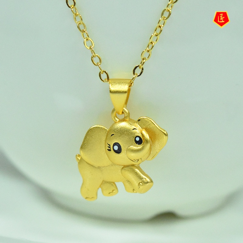 [Ready Stock]Dancing Elephant Gold Pendant Cute Fashion