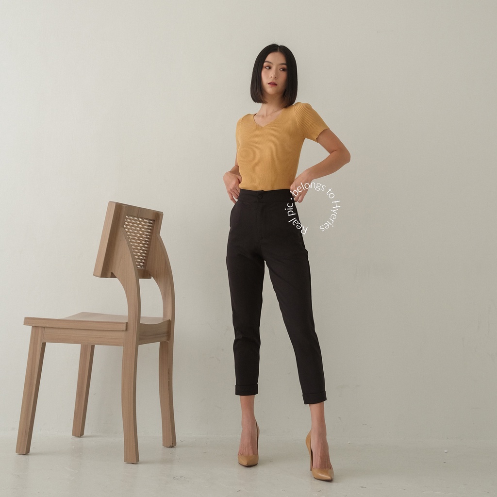 HYERIES COMFY ++ Haneul Highwaist Pants / Celana Panjang Wanita /  Ankle Pants / Celana Ankle / Long Pants / Celana Kerja Wanita / Slim Fit Pants / Celana Kasual Wanita / Celana Hitam / Celana Pensil Wanita / Celana Scuba / Celana Korea