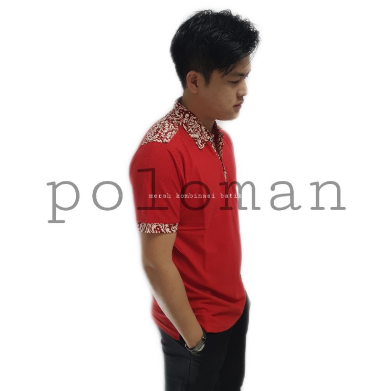 kaos kerah wangki distro merah batik seragam batik polo tshirt man batik