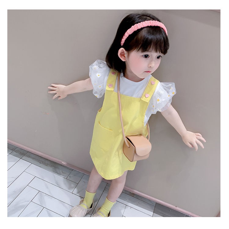 Dress Anak Perempuan overall rok+dalaman kaos lengan pendek dress bayi cewek lucu style import-4