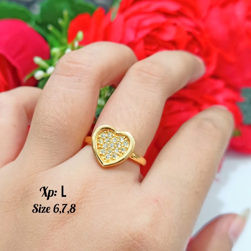 Cincin permata TITANIUM zircon Dewasa motif love full gold&amp;silver tidak karat *COD*