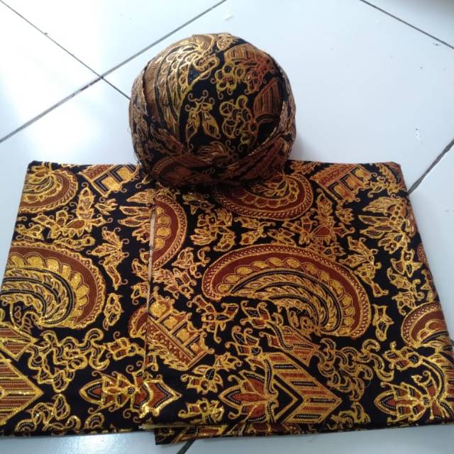 Kain batik full prada premium + blangkon