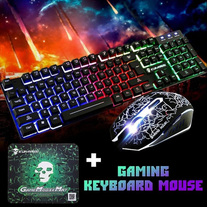 [COD] KUIYN T6 Set Keyboard Dan Mouse Gaming Manipulator Dengan Kabel Panjang 1.5m