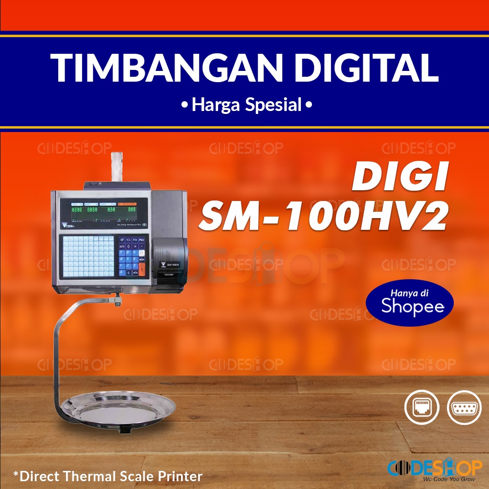 Timbangan Digital DIGI SM 100 HV 2 Plus Cetak Label Harga dan Berat Produk