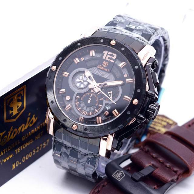 Jam Tangan TETONIS ORIGINAL Paket Tali Chrono Tgl Aktif