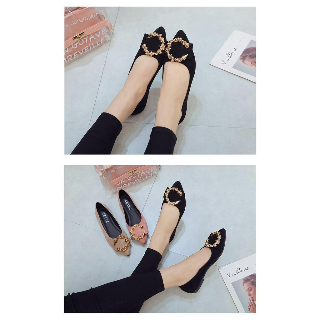 Flat Shoes Collection Flat Shoes Wanita Casual Formal Flat Shoes Korea Untuk Jalan Kantor Resmi Pesta Desain Unik Lucu Modern Pita Bahan Kulit Nyaman Digunakan Perempuan