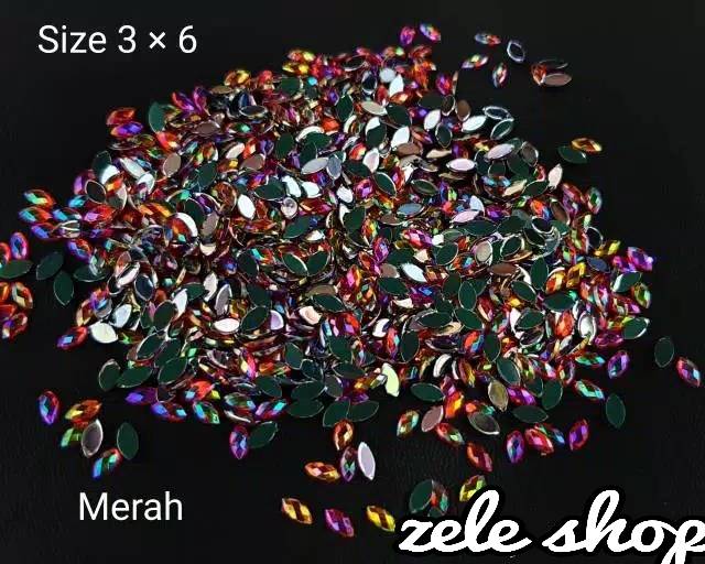 GEMS RUNCING KILAU AB 3x6 mm / BAHAN NAIL ART / HIASAN HENNA / HIASANTASBIH DIGITAL