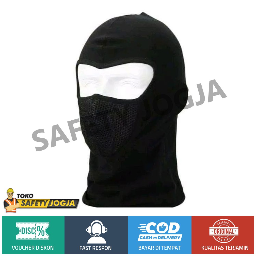 MASKER BALACLAVA BALAKLAVA SARUNG NINJA MOTOR KAIN HITAM KEPALA