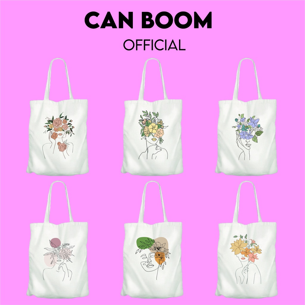 Totebag Kanvas Resleting Face Abstrak by Can Boom Official