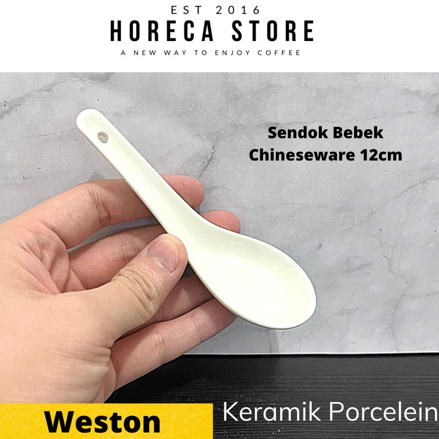 Sendok bebek keramik porcelein WESTON 12cm - Sendok sop putih