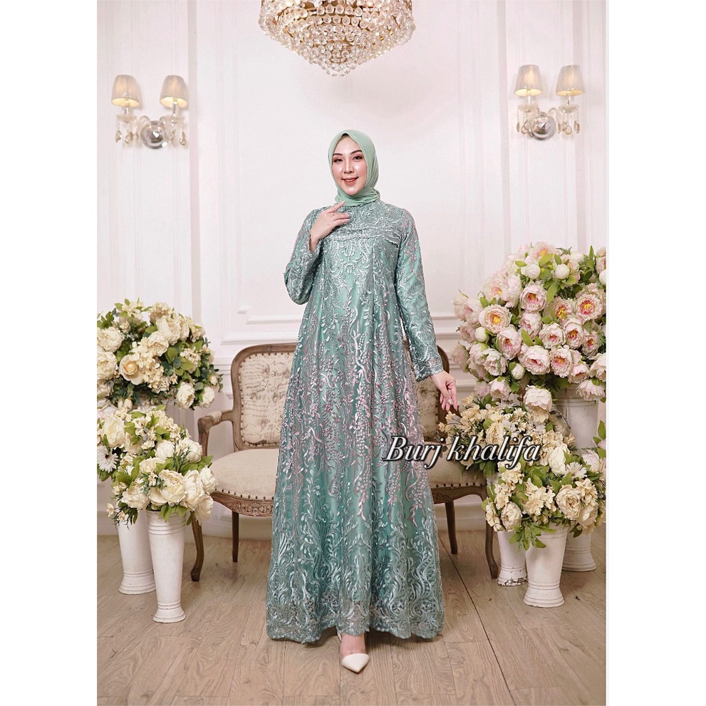 Sierra - GAMIS BURJ KHALIFAH ORIGINAL GAMIS MODERN DRESS MEWAH GAMIS PESTA GAMIS LEBARAN GAMIS KONDANGAN GAMIS TILLE BORDIR OUT FIT WANITA FASHION MUSLIM