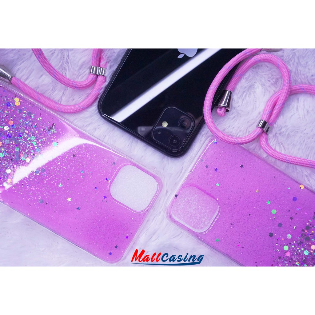 MallCasing - Xiaomi Redmi 9 | Note 9 | Note 9 Pro/ Max Soft Case Clear Glitter + Tali Full Color