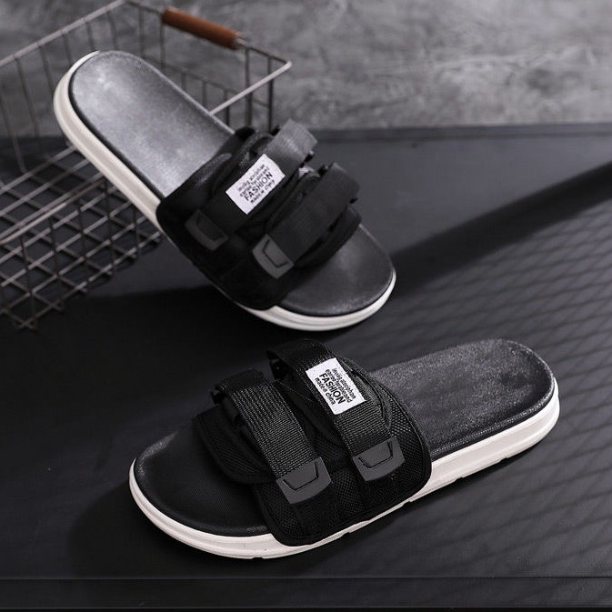 Sandal Slide Pria Korean Style Trend 2021 Sandal Cowok Viral Kekinian Empuk Ringan Murah Nyaman