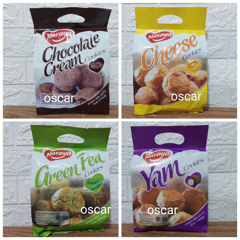 

Naraya Cookies 280g isi 28pcs kukis import coklat/yam/greenpea/keju/peanut enak dengan individual pack