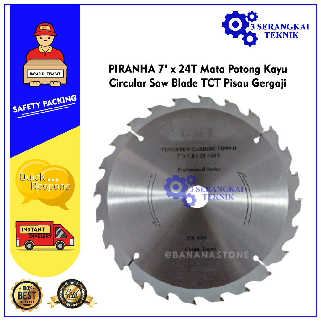 PIRANHA 7&quot; x 24T Mata Potong Kayu Circular Saw Blade TCT Pisau Gergaji