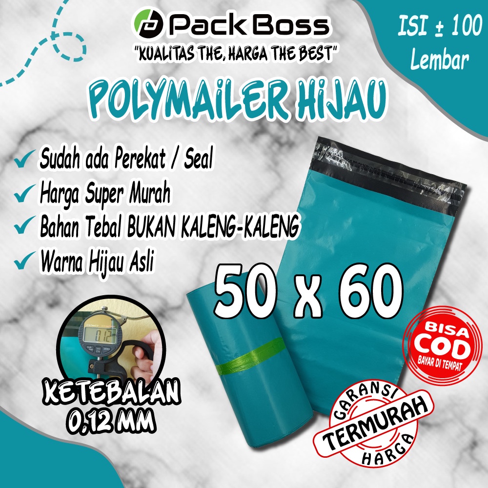 

JUMBO BIG SIZE 50X60 HIJAU MATTE DOFF ISI +/- 100 POLYMAILER BERPEREKAT