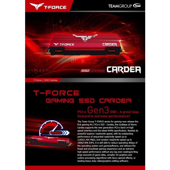 Team SSD Gaming CARDEA T-Force 240GB PCI-e 3.0 x4 with NVMe 1.2 RED