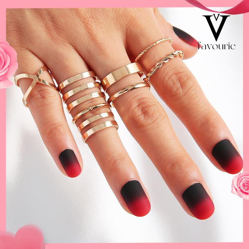 [COD]1 Set/8 Pcs cincin creative retro simple multi-layer opening cross twist ring-FA