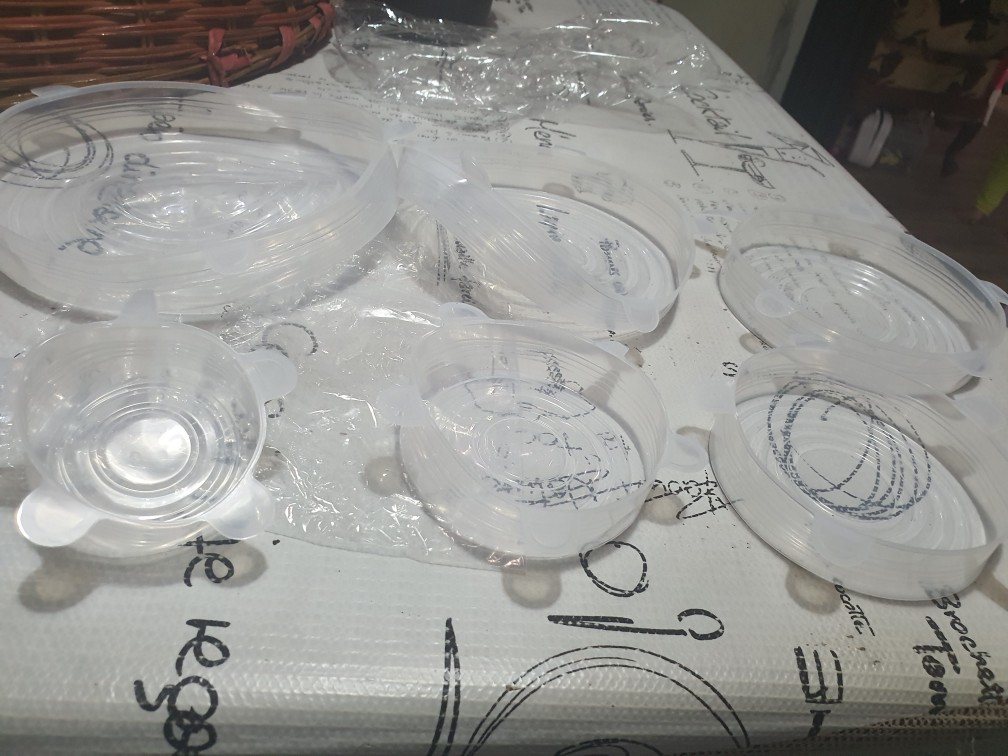 6pcs/set Penutup Wadah Makanan Dengan Bahan Silikon Elastis Dapat Digunakan Kembali