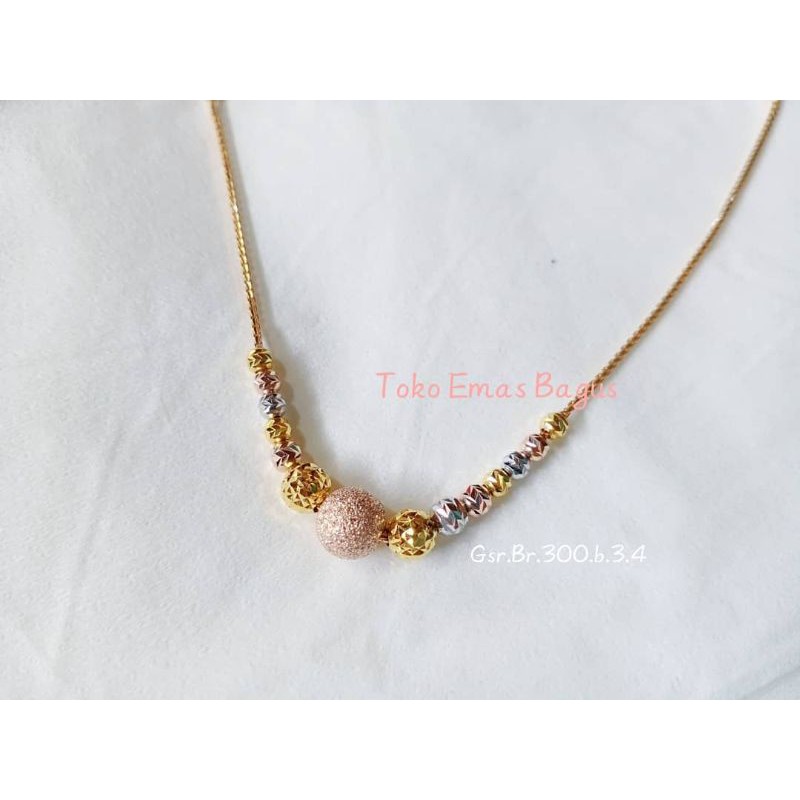 Gelang emas asli serut model bola gold silver kadar 300 6k