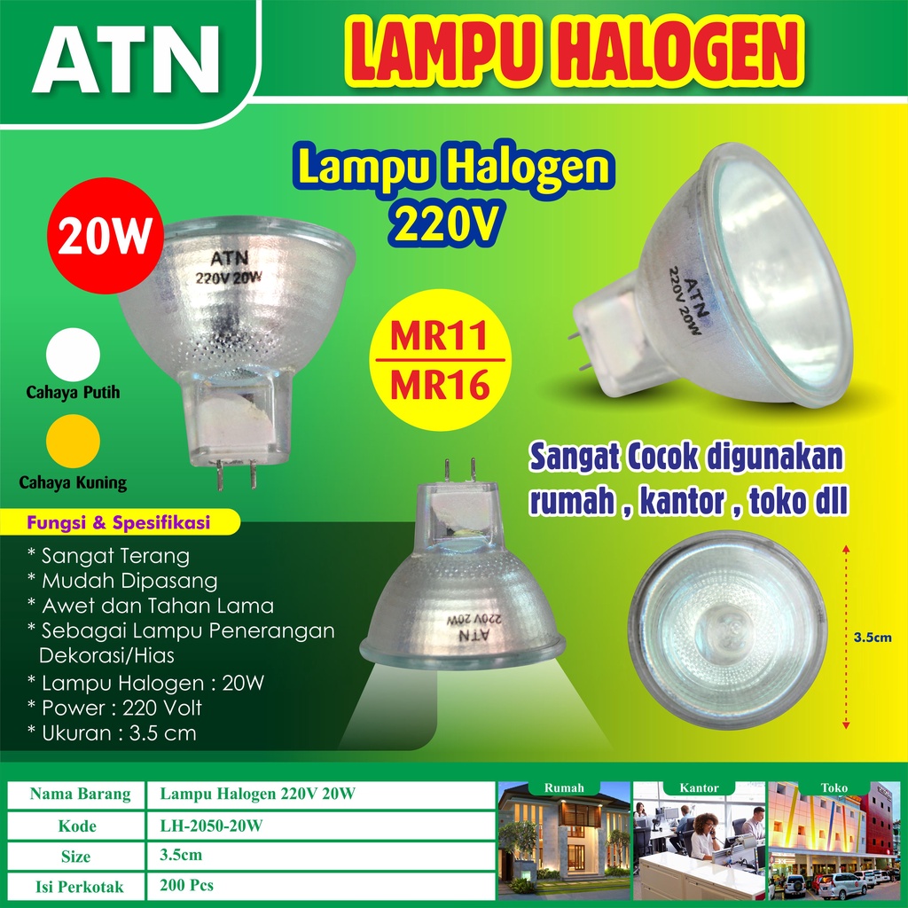 COD-LAMPU HALOPIKA HALOGEN 20W / 50W MR16 ATN