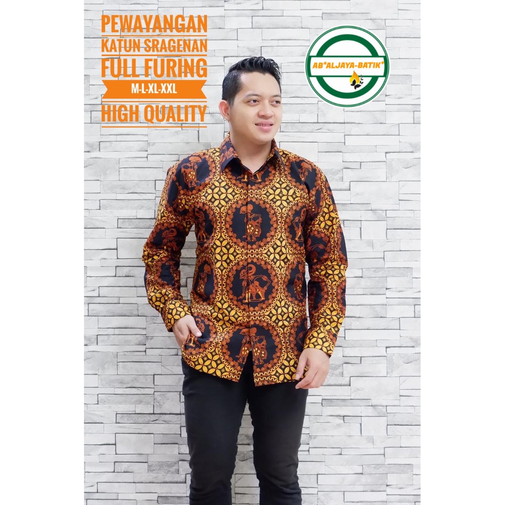 Atasan Kemeja Batik Pria Panjang Premium PEWAYANGAN batik aljaya