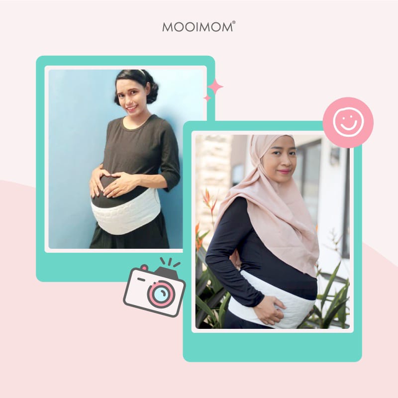 Penyangga Perut Ibu Hamil - MOOIMOM Cotton White Maternity Belt Korset Hamil