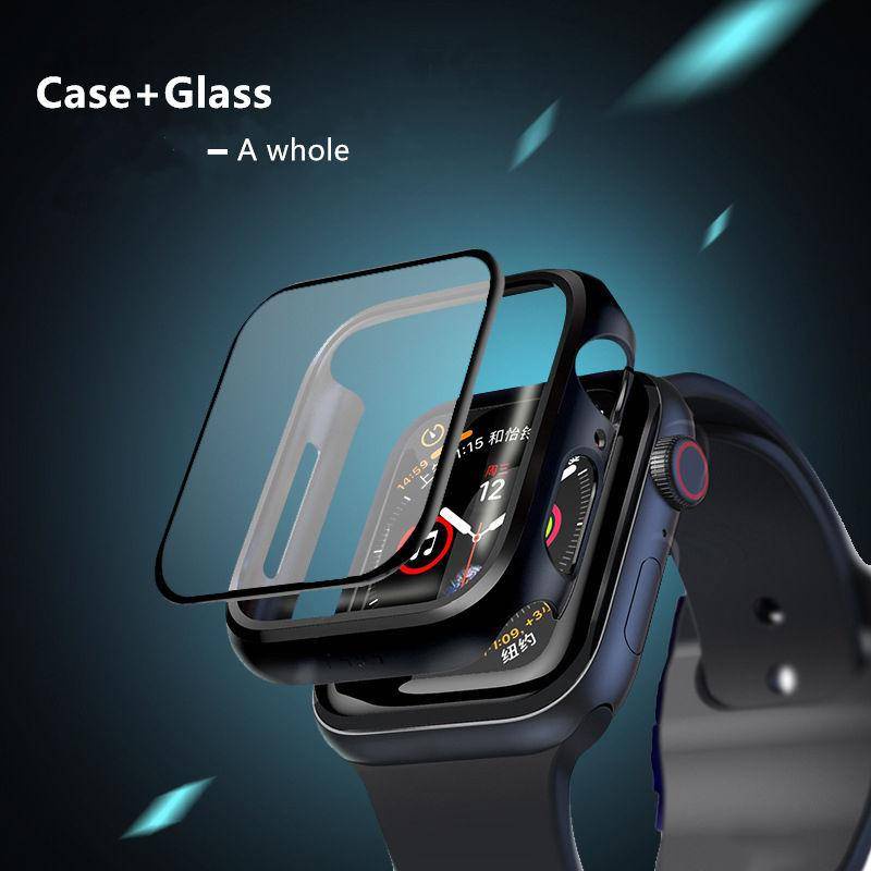 Cover For Apple Watch case 45mm 41mm 44mm 40mm 42mm 38mm Screen Protector Tempered Glass+cover bumper iwatch series 7 6 5 4 3 SE