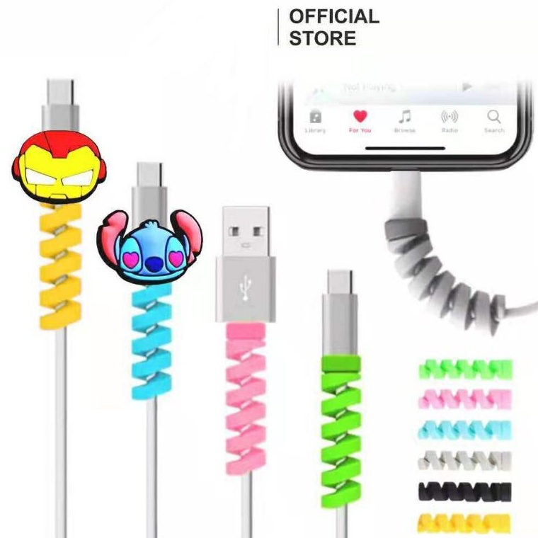 Pelindung kabel data berbagai karakter lucu/ kabel charger