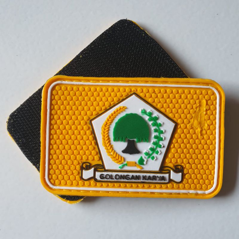 patch rubber logo partai golkar/golongan karya/tempelan emblem karet velcro