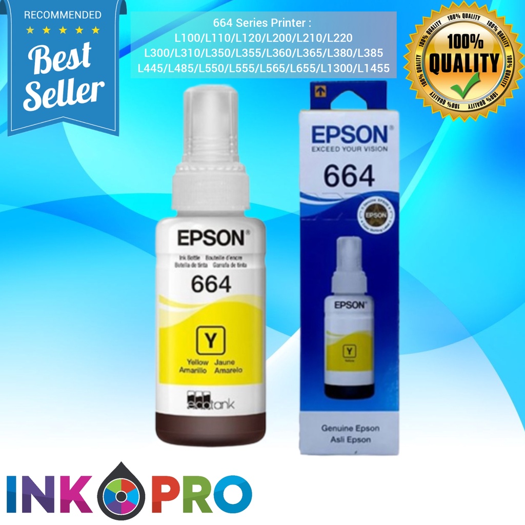 Tinta Epson 664 1Set PREMIUM Untuk Printer Series L100 L110 L111L 120,L130,L132,L200,L210,L211,L220,L222,L300,L301,L310,L350,L351,L353,L355,L356,L358,L360,L362,L365,L366,L375,L455,L456,L475,L550,L551,L555,L556,L558,L565,L575,L566,L655,L800,L805,L810,L850,