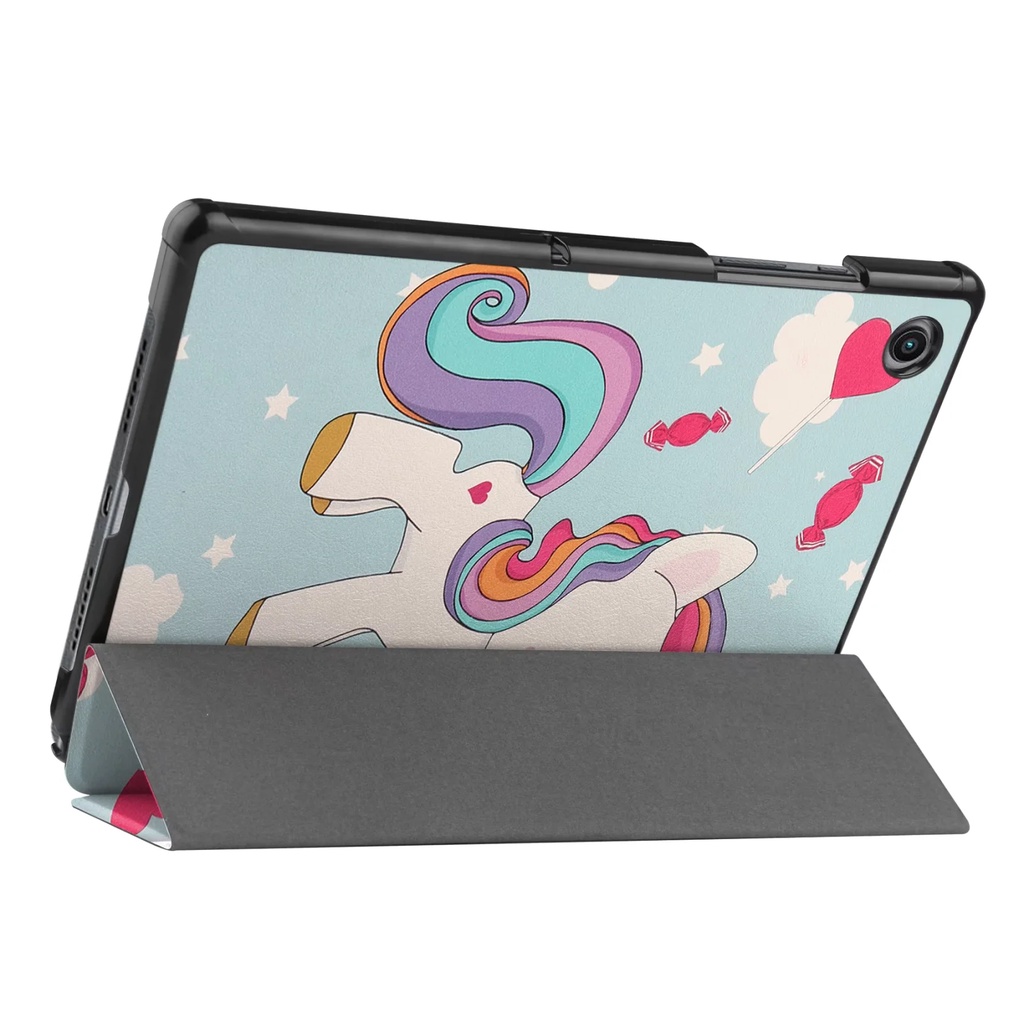 Untuk Samsung Galaxy Tab A8 10.5 (2021) SM-X200 SM-X205 X200 X205 Fashion Tri-fold Painted Pattern Flip Cover Stand Case