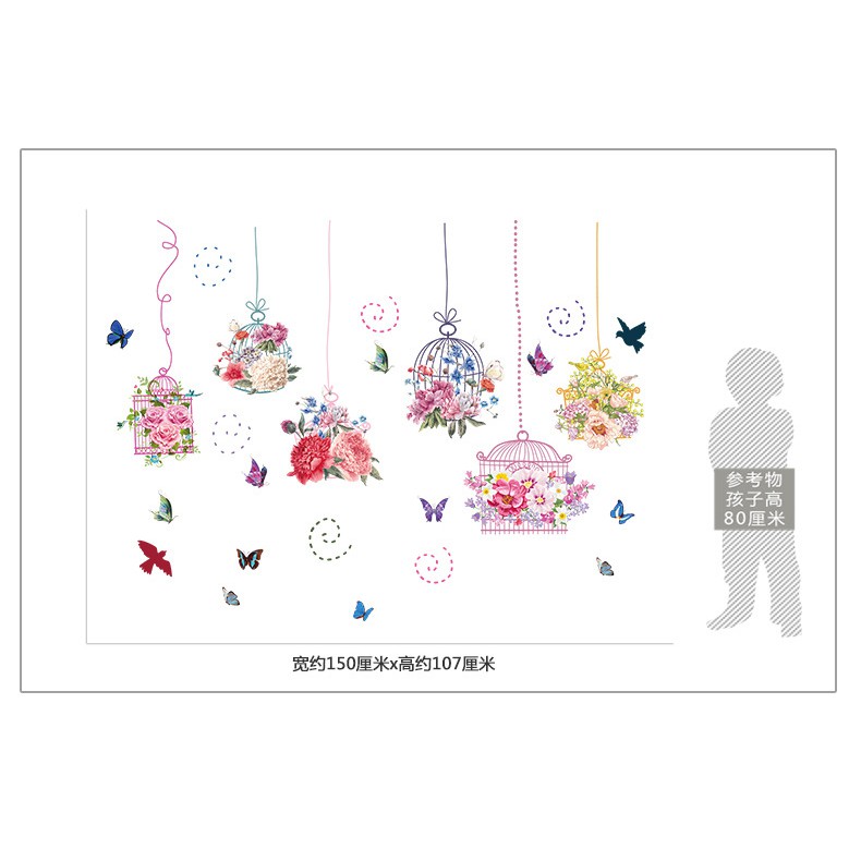 Reliza Wall Sticker Sangkar Burung Bird Cages Hanging Stiker Dinding LDR8332