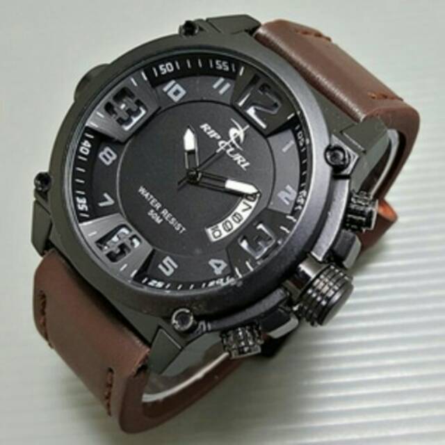 Jam Tangan Ripcurl Date Tali Kulit / Jam Tangan Pria Super Mewah