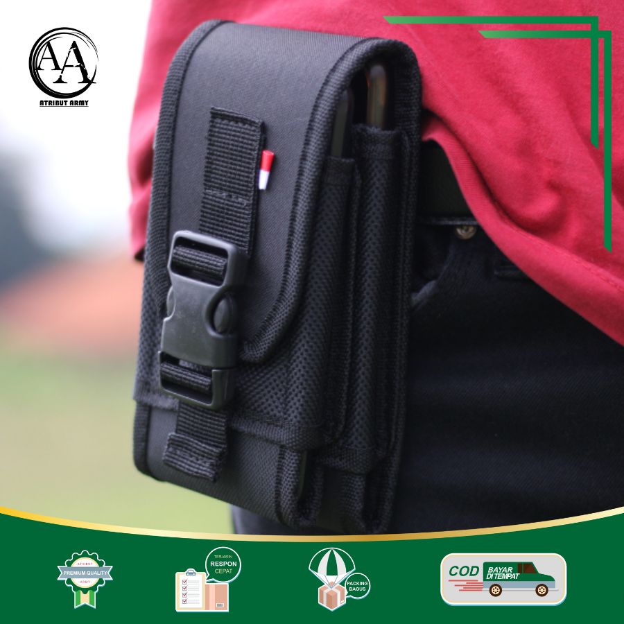 SARUNG TEMPAT HP TAS DOMPET HANDPHONE PINGGANG KANVAS TACTIKAL DOMPET HP PRIA 6.8 Inch