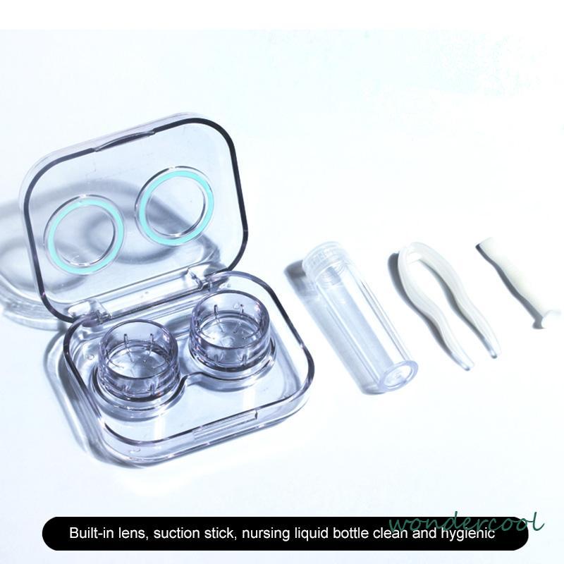 Casing Lensa Kontak Transparan Tanpa Tutup Sekrup Lucu Portabel Nyaman Bersih Higienis All-in-one Case-Won