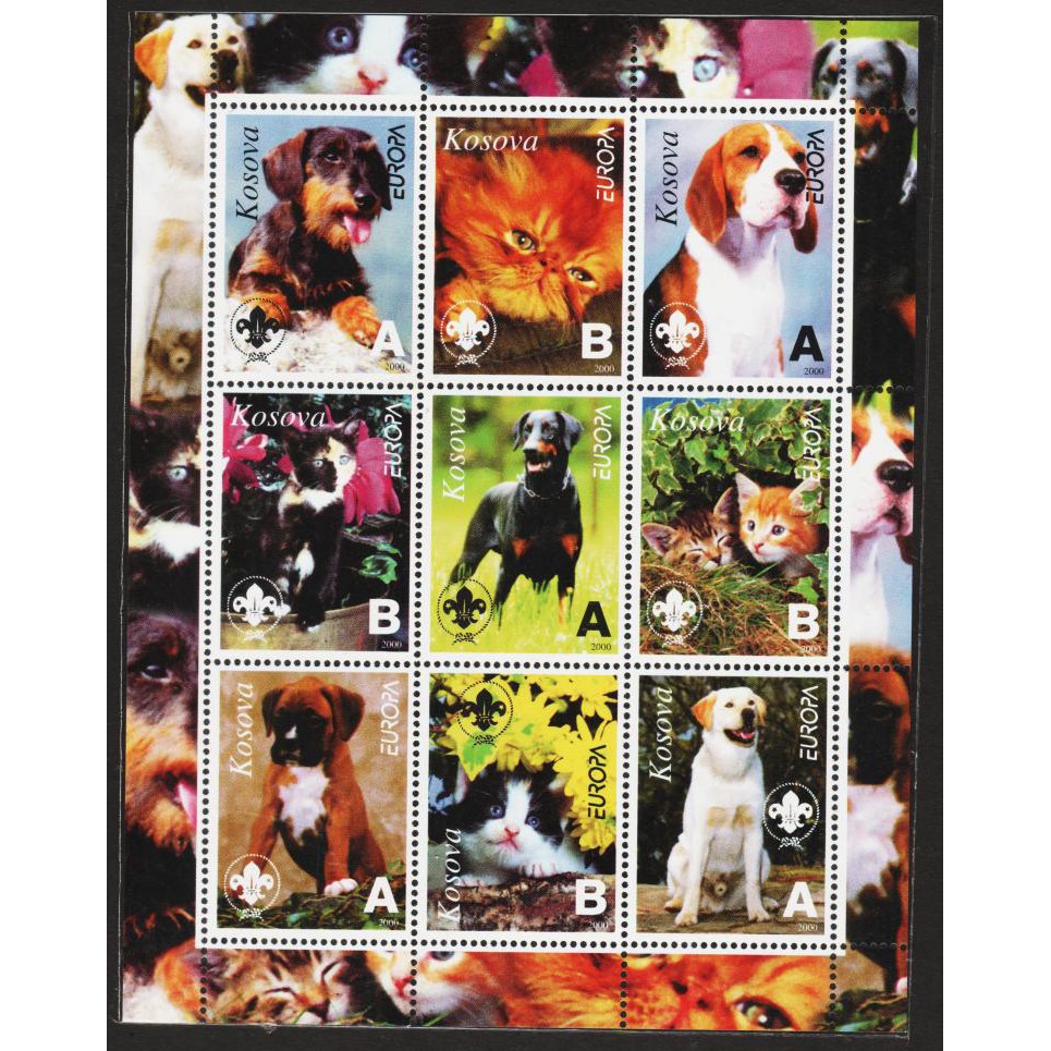 

Perangko Filateli 12294 Kosovo MNH Miniature Sheet Cinderella Perf 2000 Dogs