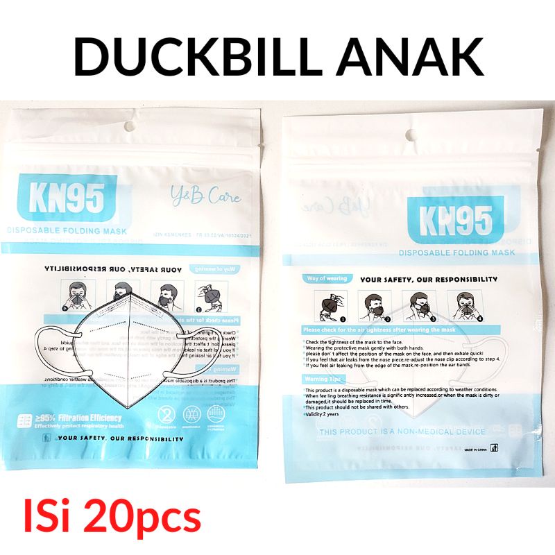 MASKER DUCKBILL ANAK ONCARE ISI 20PCS KIDS MASK KEMENKES ORIGINAL