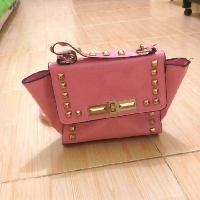 SALE TAS branded replika bag valentino pink fashion wanita import china merah muda tali panjang