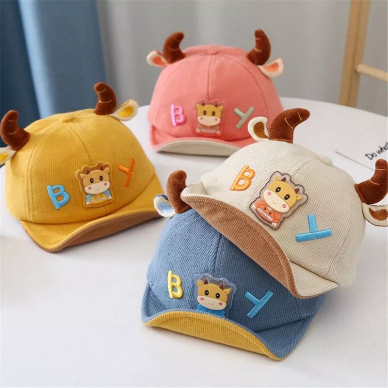 Topi Baseball Anank Bayi Balita Model Cow BOY Tanduk Untuk Anak Laki Anak Perempuan