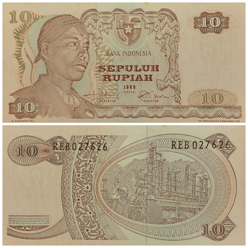 Uang Kuno Indonesia Series Soedirman Sudirman 10 Rupiah Tahun 1968 Kondisi AUNC Renyah Utuh Original