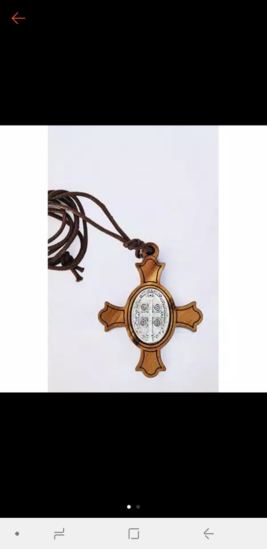 Kalung Bandul  Salib Kayu Olive St.benedict Katolik