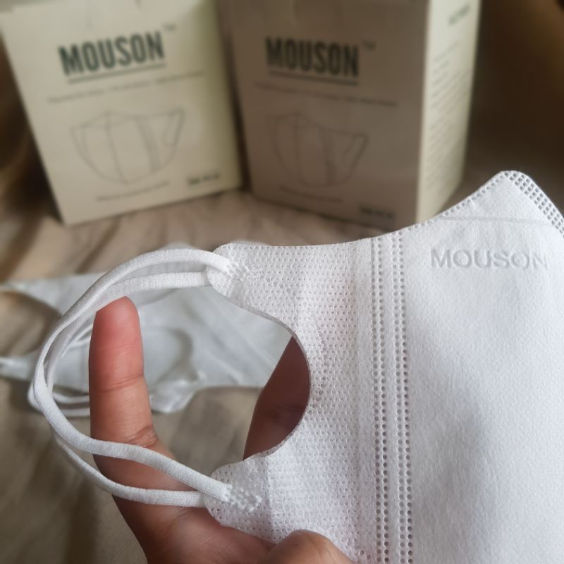 MASKER DUCKBILL GARIS TERBARU EMBOSS MOUSON / MASKER MOUSON DUCKBILL TERBARU  PUTIH