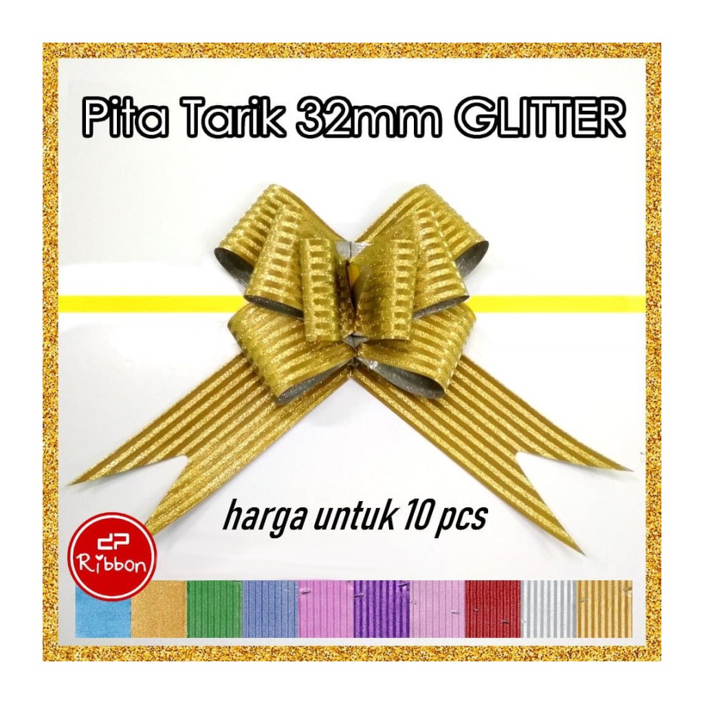 Pita Tarik Glitter 32mm 32 mm Ribbon Serut Hiasan Gliter Warna Dekorasi Gift Kado DIY Hadiah Parcel Souvenir Ulang Tahun Anniversary Birthday Party Wisuda Graduate Bouquete Bucket Pesta Prakarya Kerajinan Craft Crafting Art Seni Pengikat Colorful Malang