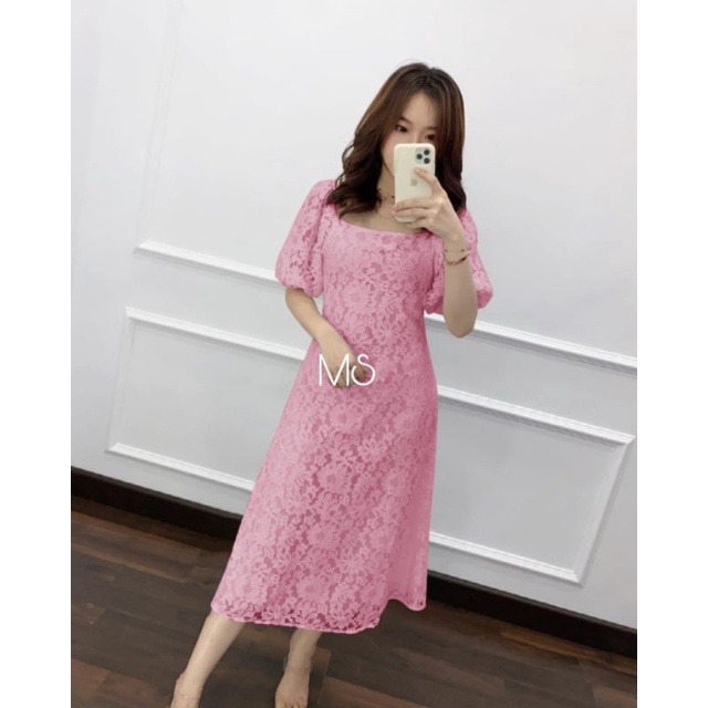 DRESS FASHION SCARLET , BRUKAT FURING, DRESS MAXY GAUN , 4 UKURAN